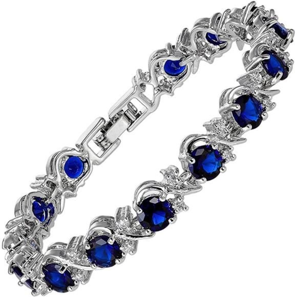 Blossom CZ Tennis Bracelet, 6 Colors, White Gold Plated - Picture 6 of 6